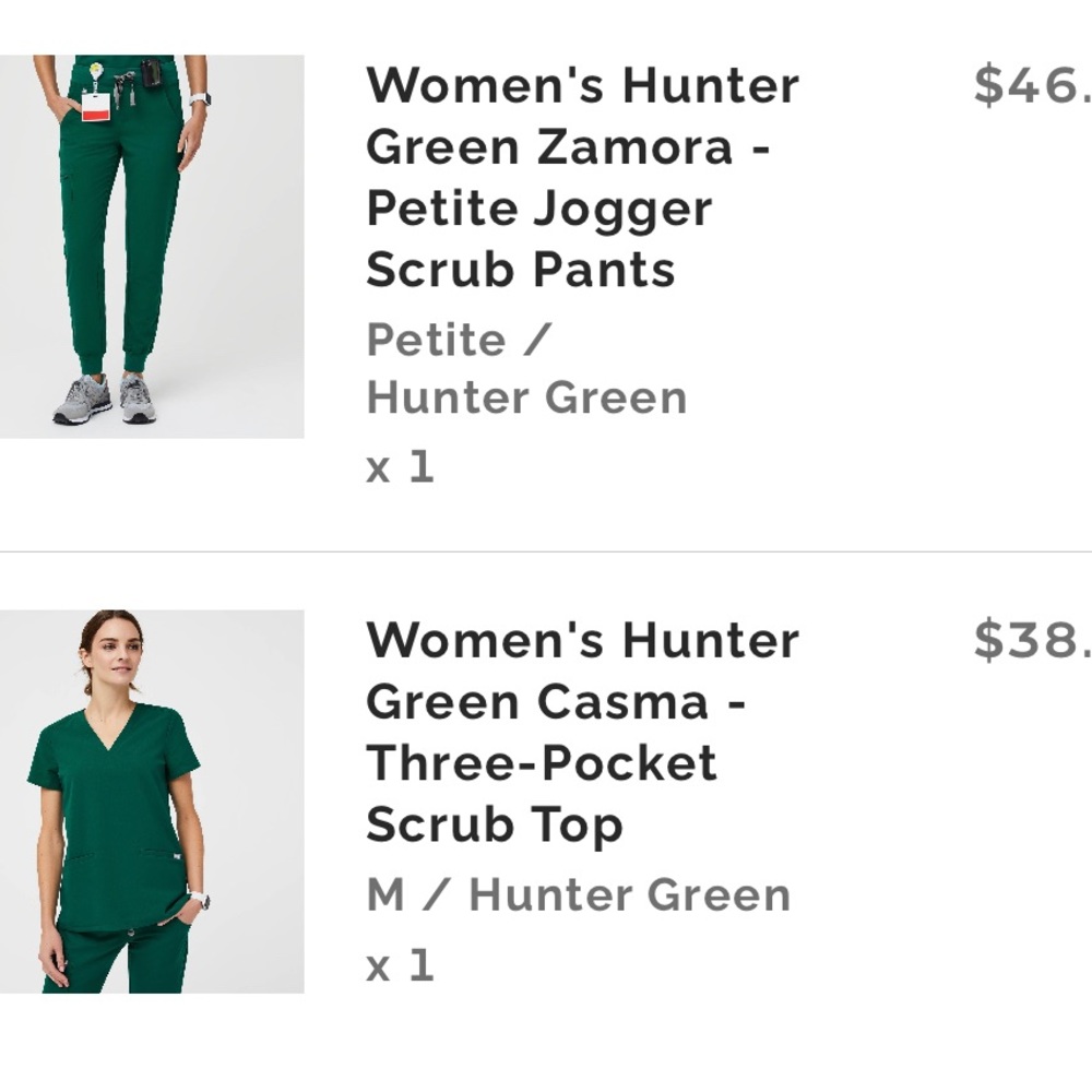 Figs Hunter Green set.